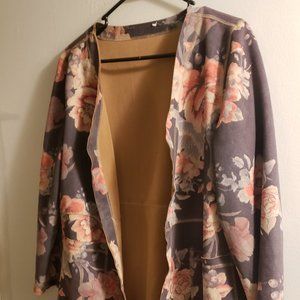 Suede Cardigan Floral Print 1x